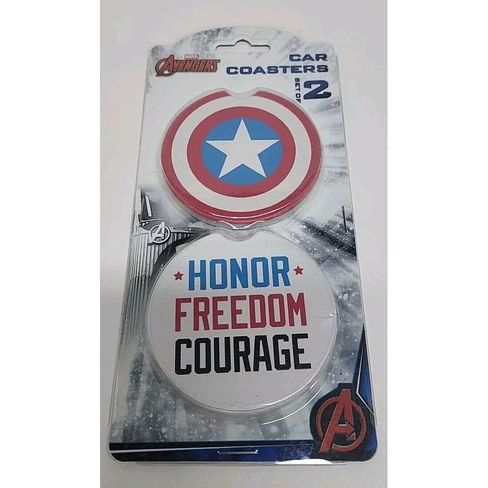 Marvel Avengers Captain America Car Coaster 2 set Absorbent Stone Coaster‎ New